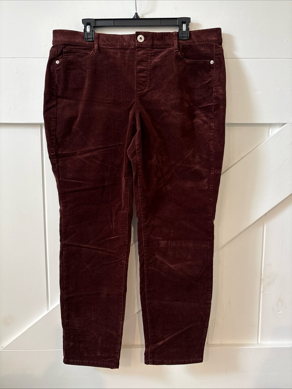 J. Jill Corduroy Pants Womens Large Burgundy Brown Color Stretch Straight Leg
